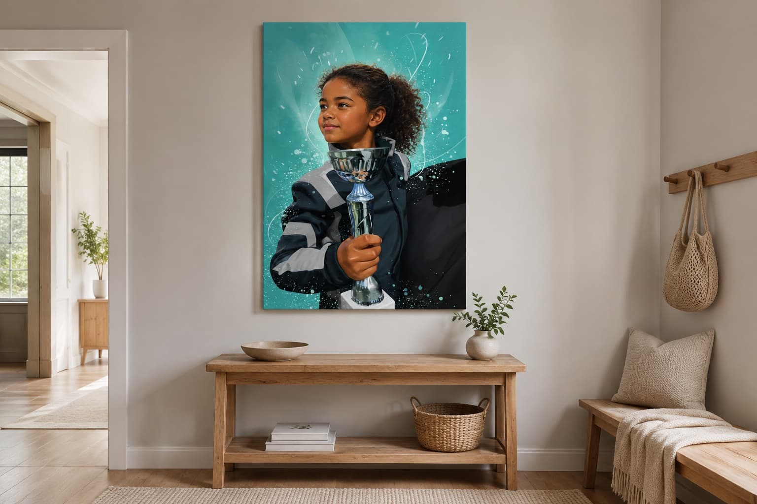 Young champion portrait in turquoise colors